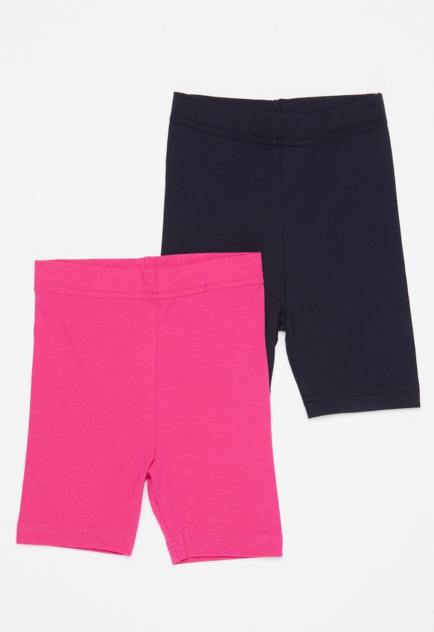 Pop Candy - Younger girls 2 pack cycling shorts - navy & pink
