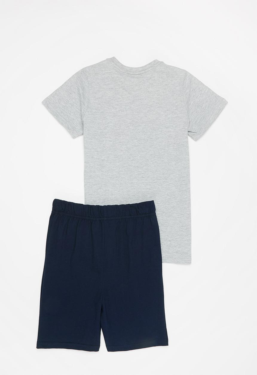 Rebel Republic - Older boys ss tee & shorts pj set - grey