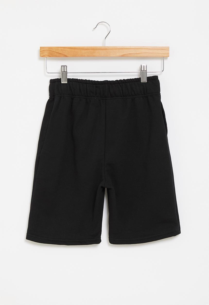 Superbalist Kids - Boys smiley embroidered fleece shorts - black