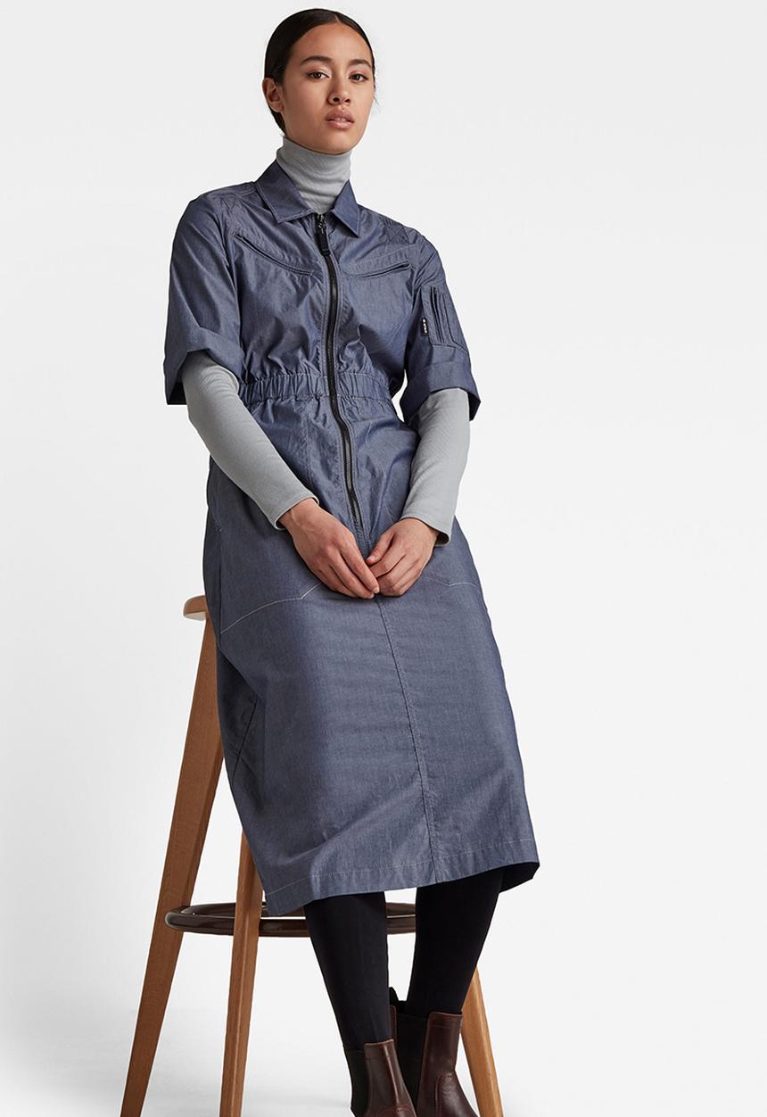 G-STAR - Flightsuit short sleeve holiday dress - servant blue