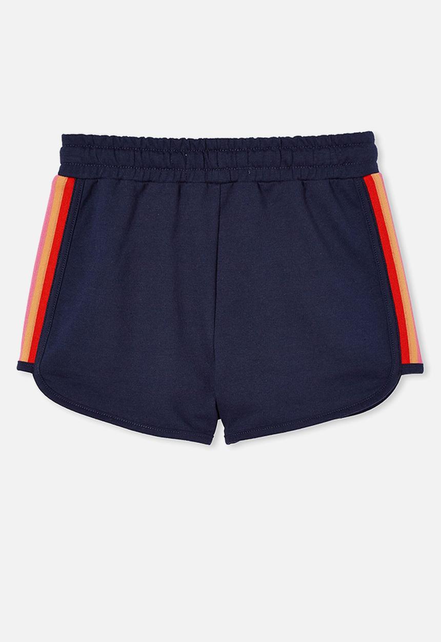 Cotton On - Nina knit short - indigo/rainbow stripe