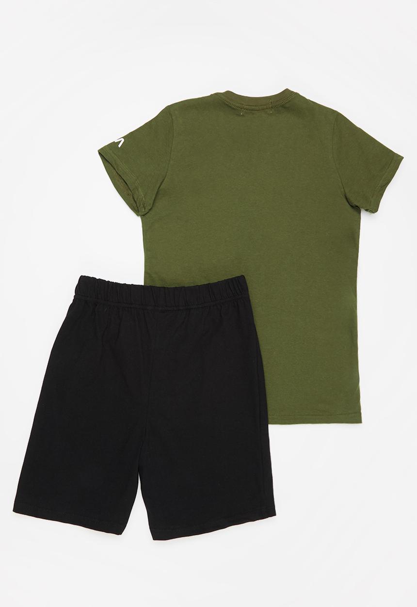 Superbalist - NASA tee & shorts pj set - olive & black