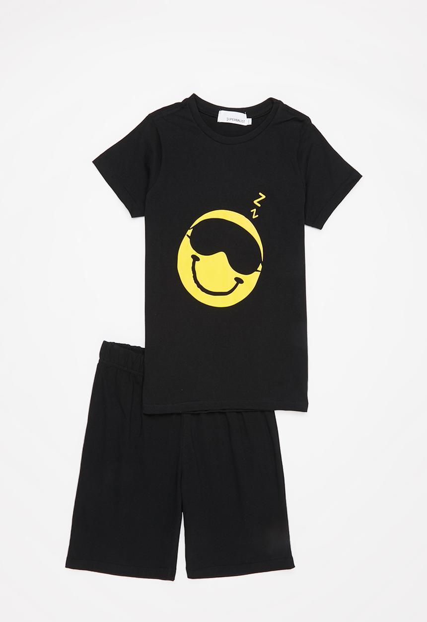 Superbalist - Tween boys smiley pj set - black 