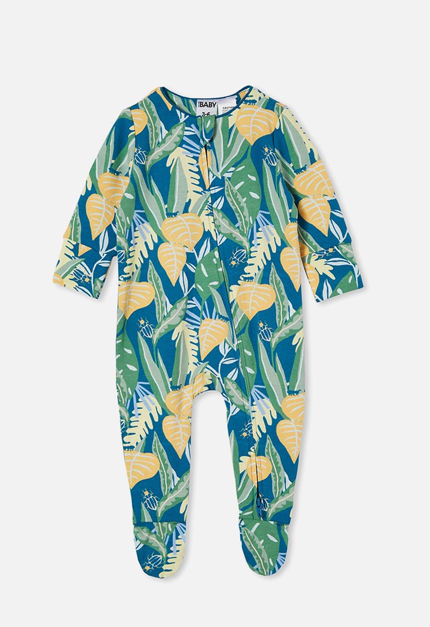 Cotton On - The long sleeve zip romper - submarine blue/holiday bob