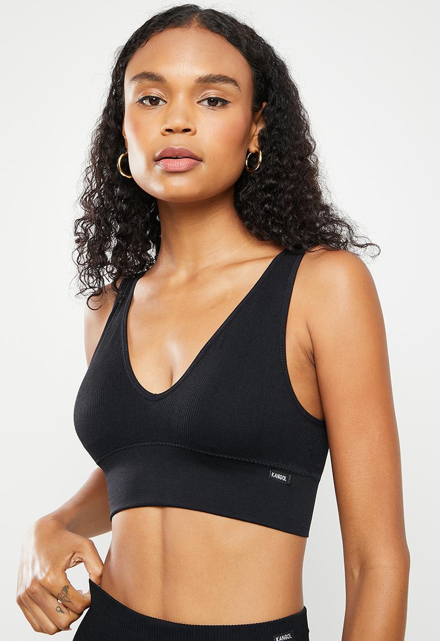 KANGOL - Ribbed longline crop - black