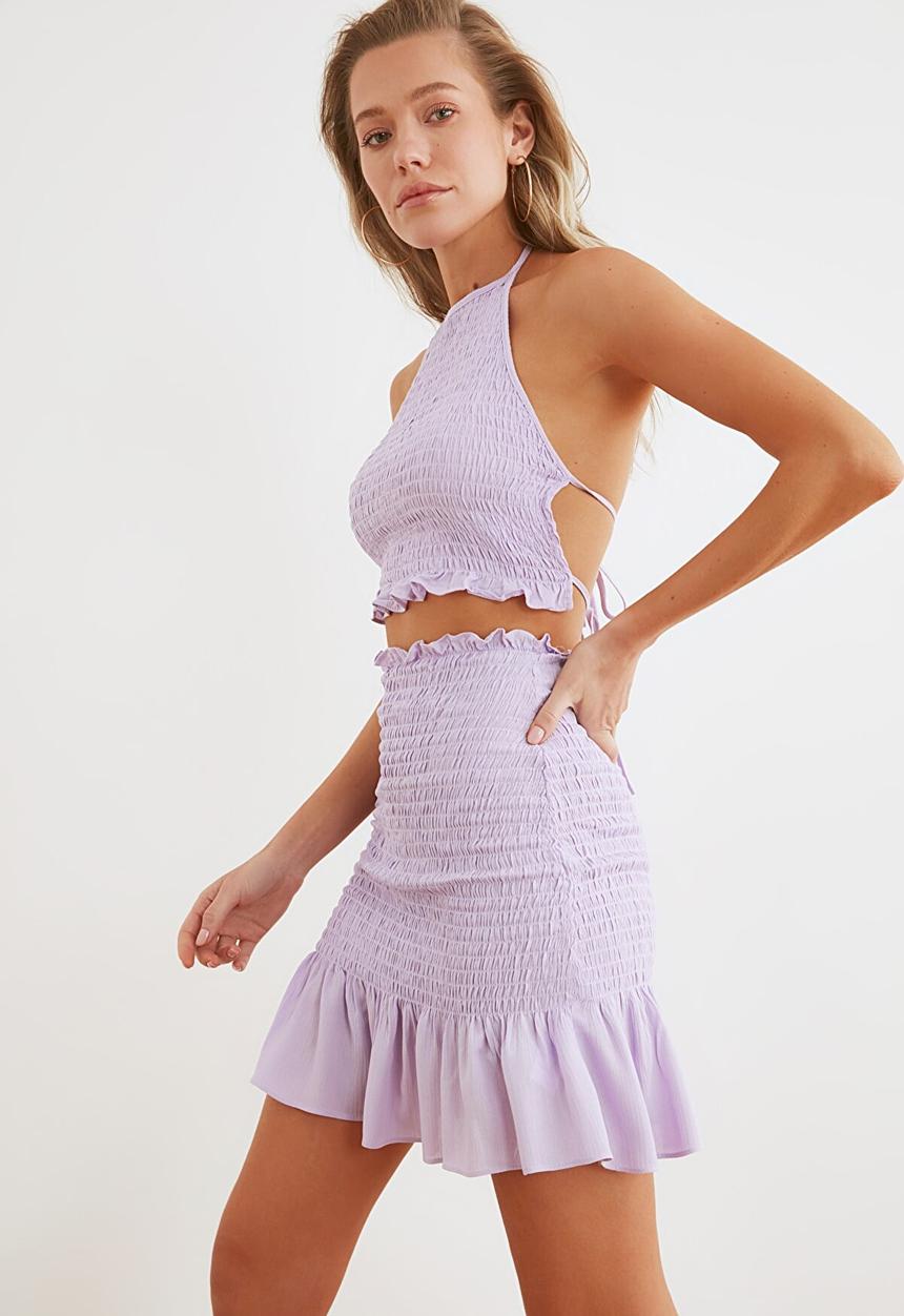 Trendyol - Ruffle detailed beach bottom-top set - lilac