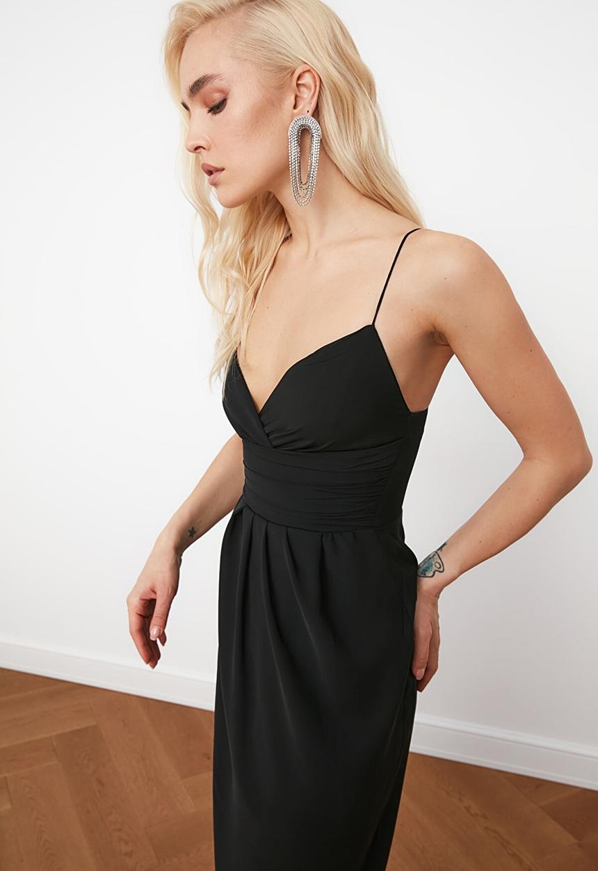 Trendyol - Asym detailed dress - black