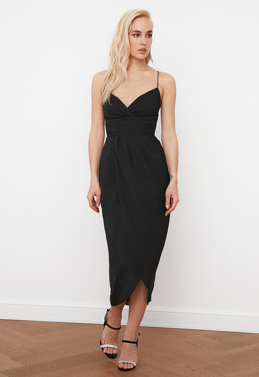 Trendyol - Asym detailed dress - black