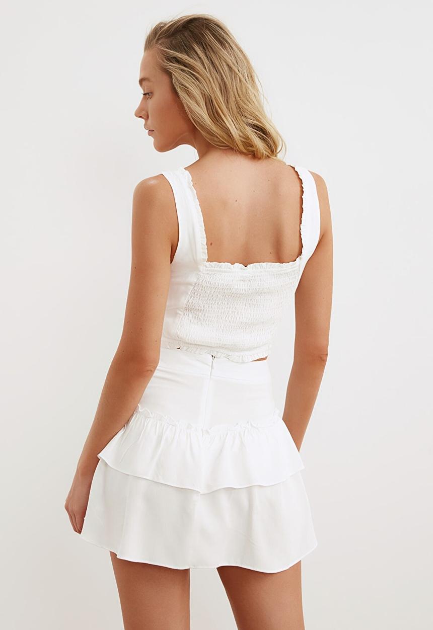 Trendyol - Ruffle detailed bottom-top set - white