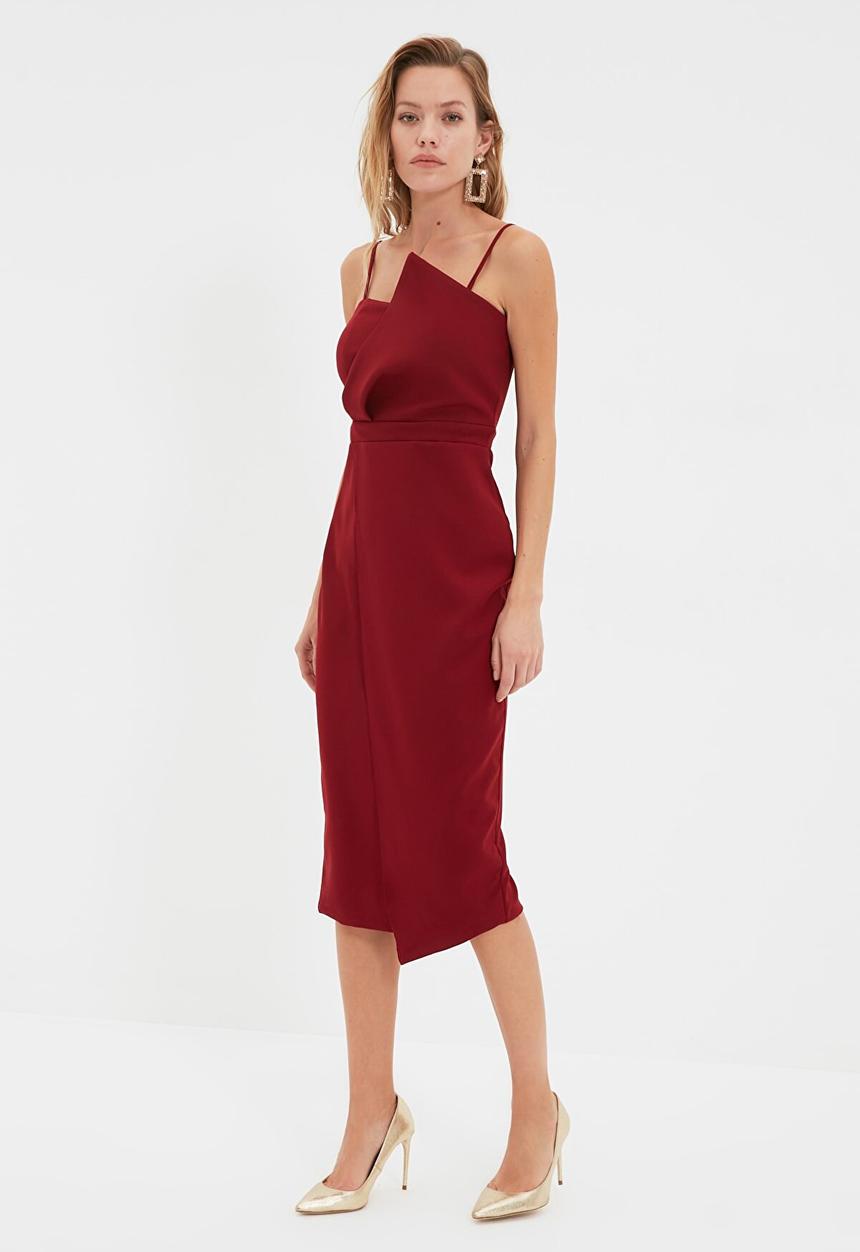 Trendyol - Collar detailed dress - burgundy
