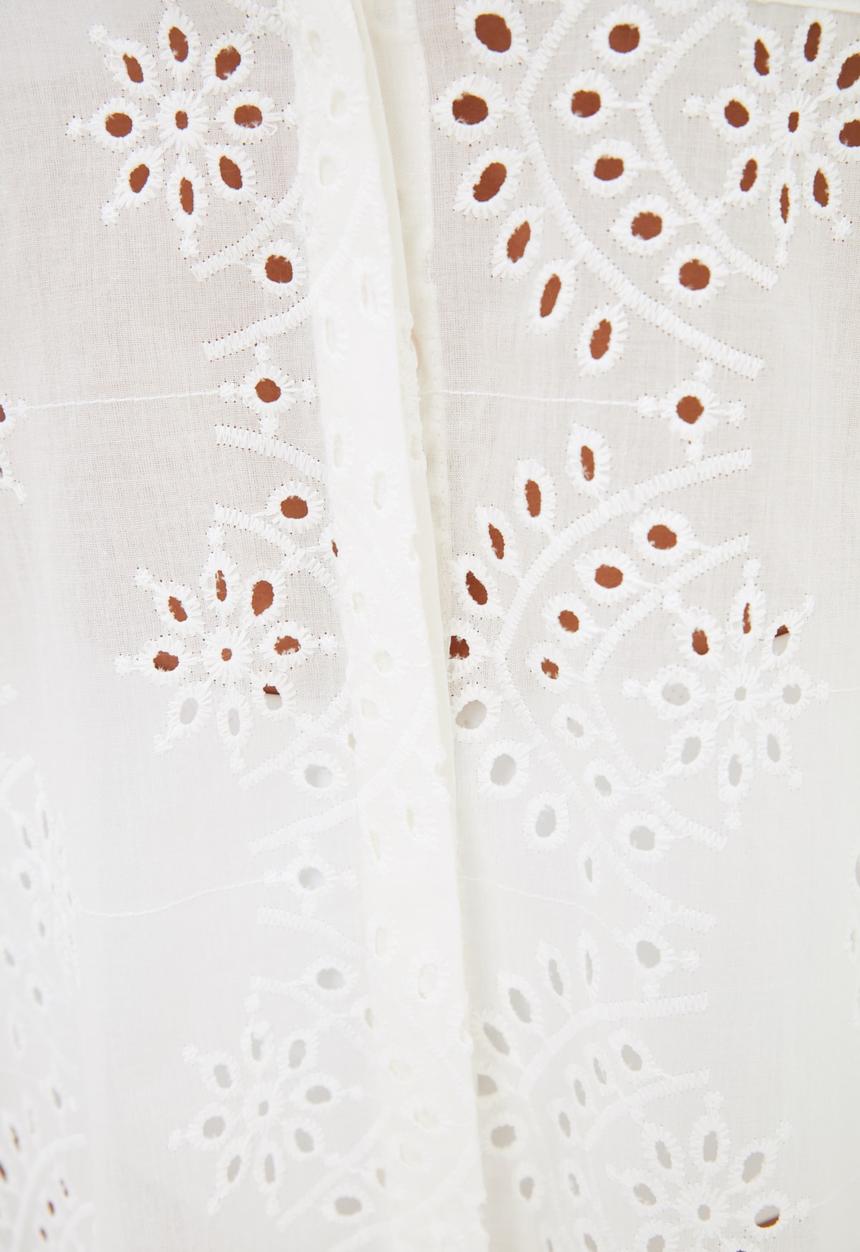 Trendyol - Scallop embroidered shirt - white