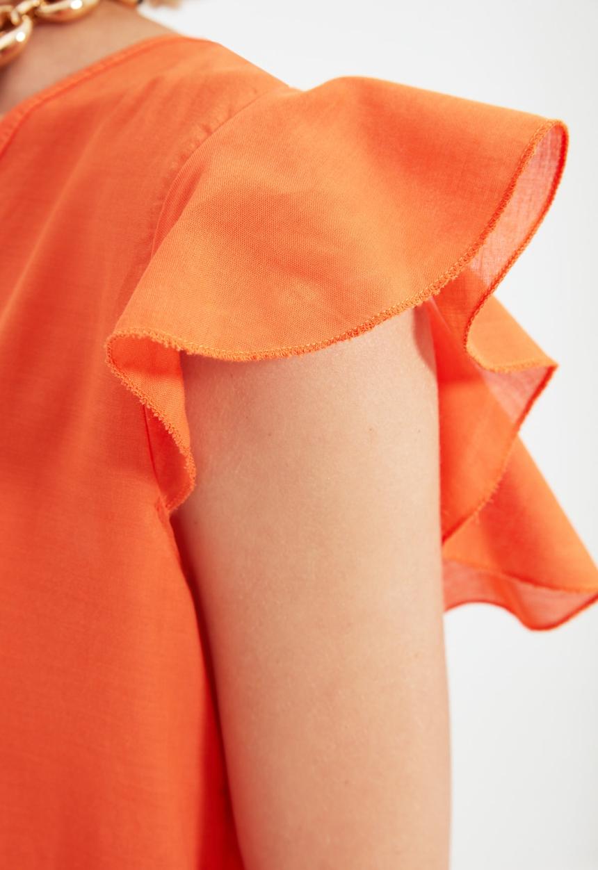 Trendyol - Beach dress with ruffle sleeves - orange