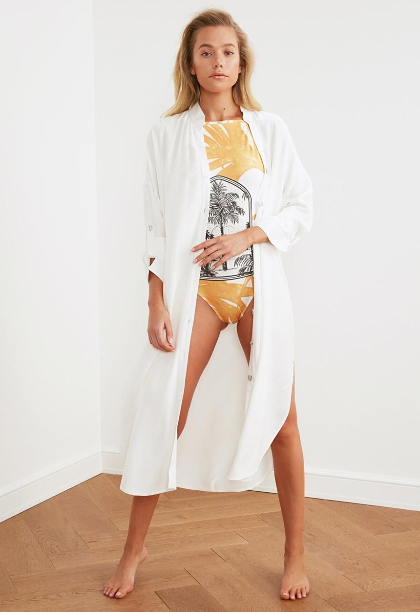 Trendyol - Beach shirt dress - white