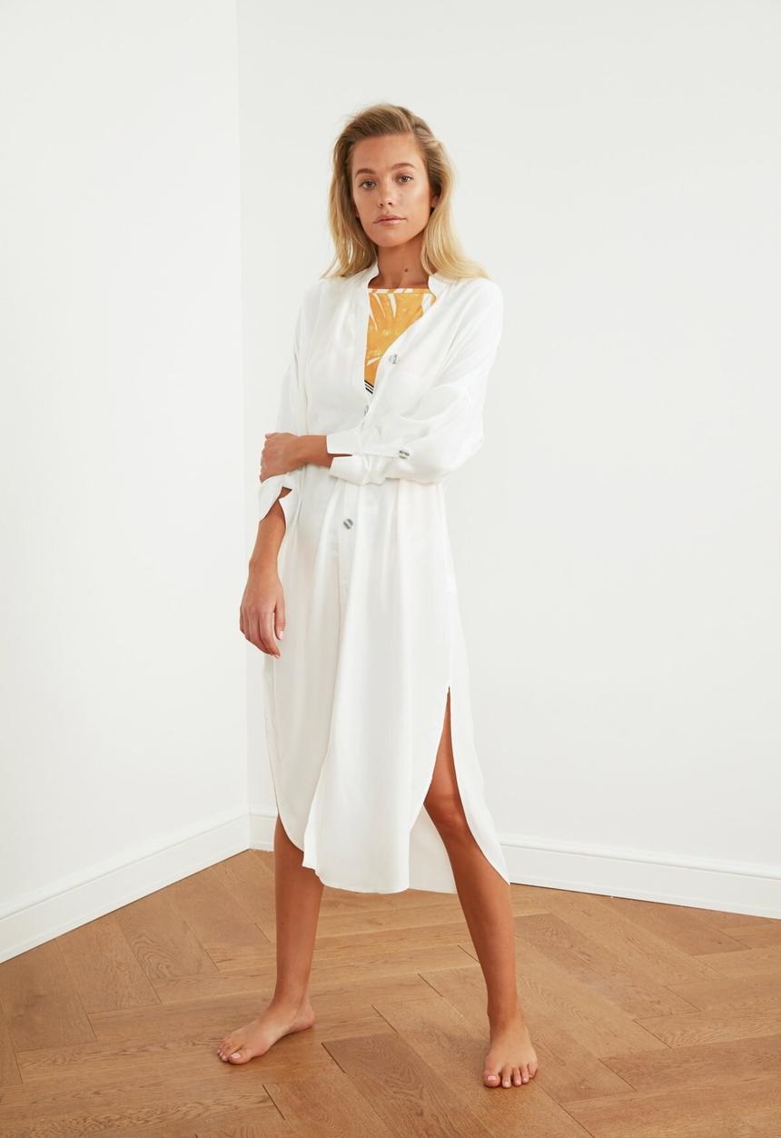 Trendyol - Beach shirt dress - white