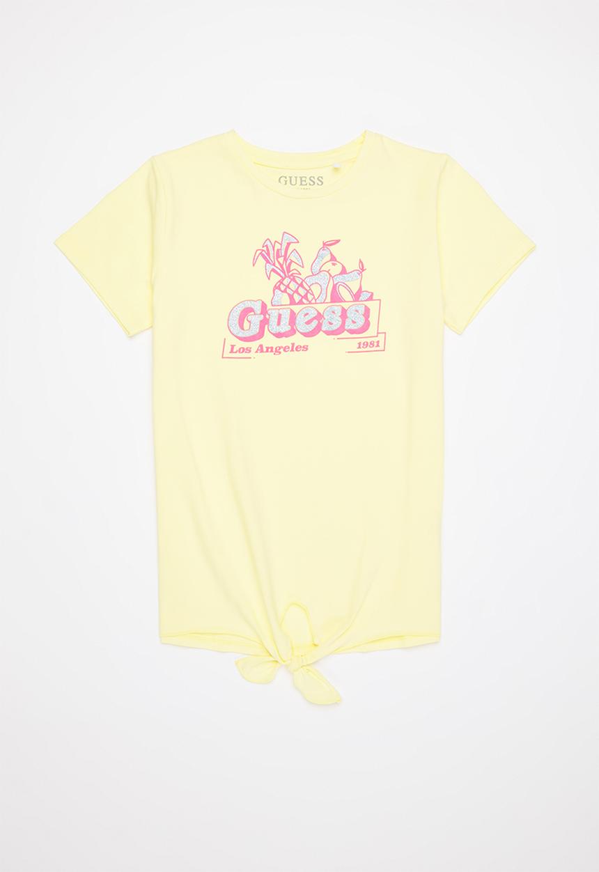 GUESS - Short sleeve tie knot tee - yellow