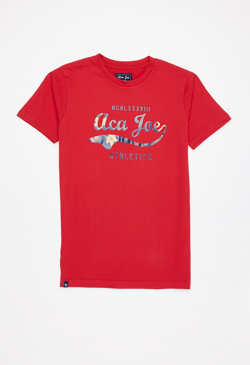 Aca Joe - Boys aca joe floral logo print T-shirt - red