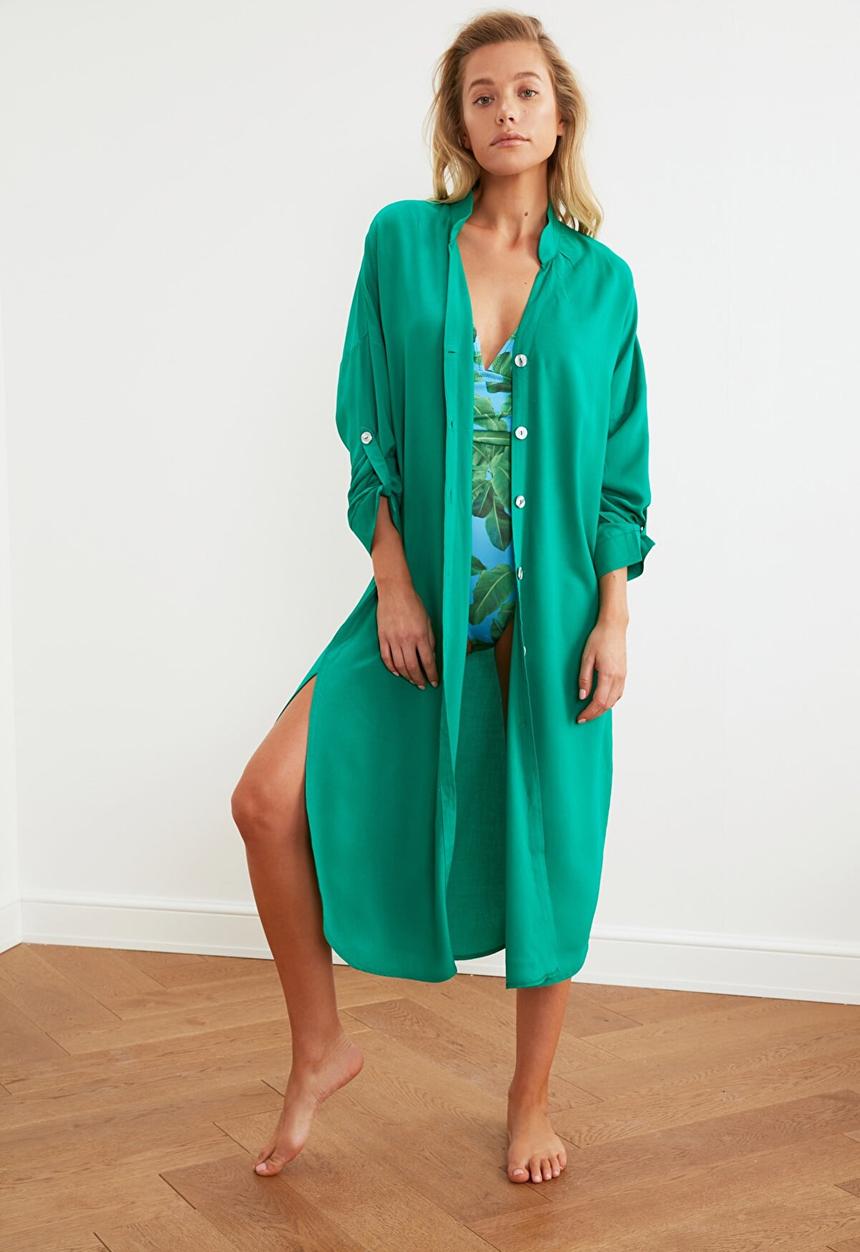 Trendyol - Beach shirt dress - green