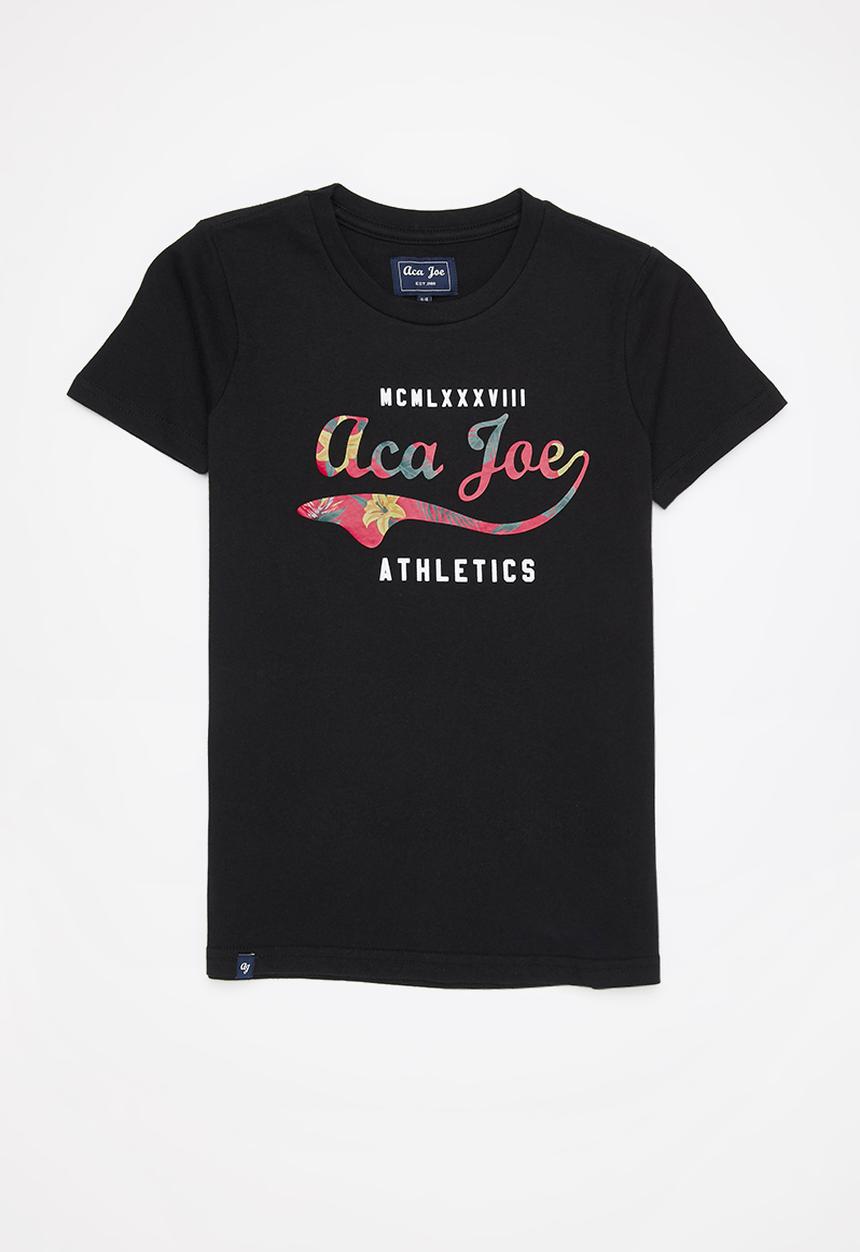 Aca Joe - Boys aca joe floral logo print t-shirt - black