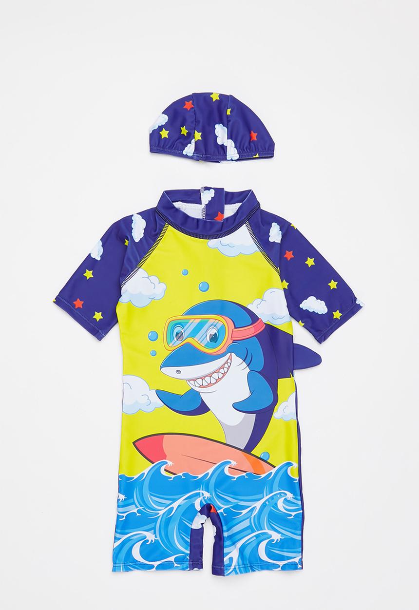 Pop Candy - Boys swimsuit & cap set - navy