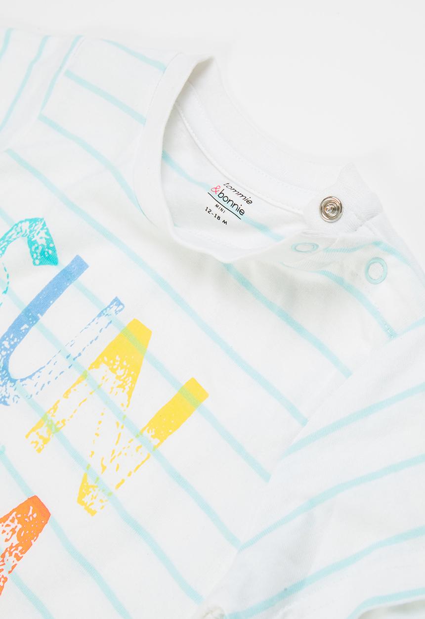 MINOTI - Girls stripe tee & shorts set - white & orange