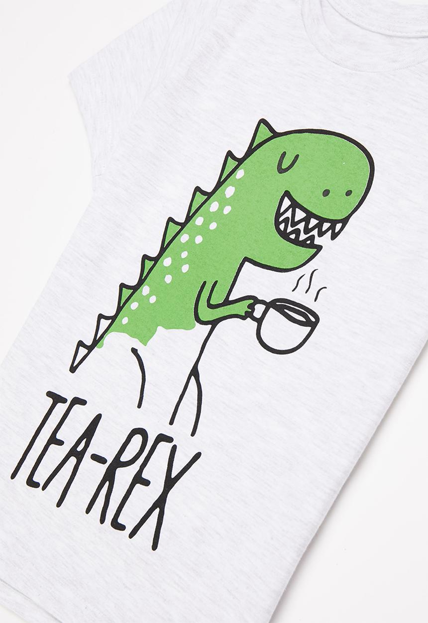 Pop Candy - Boys tee & shorts pj set - grey & green 