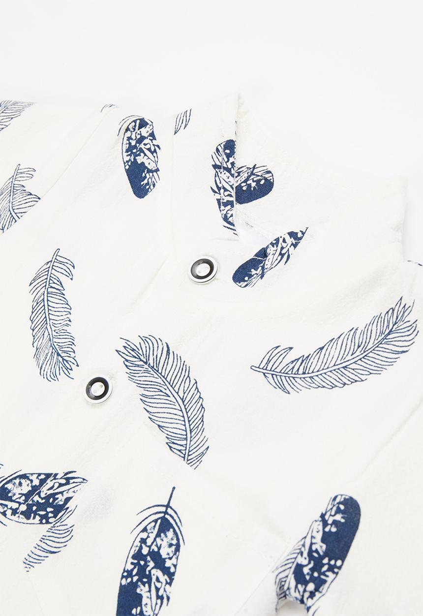 Pop Candy - Baby boys printed ss shirt & shorts set - white & grey