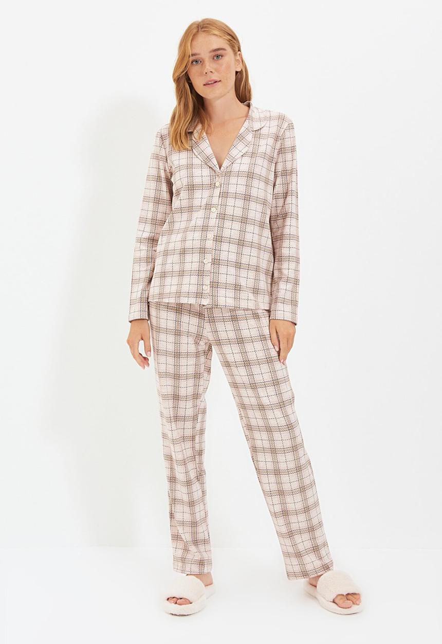 Trendyol - Checked pyjama set - beige