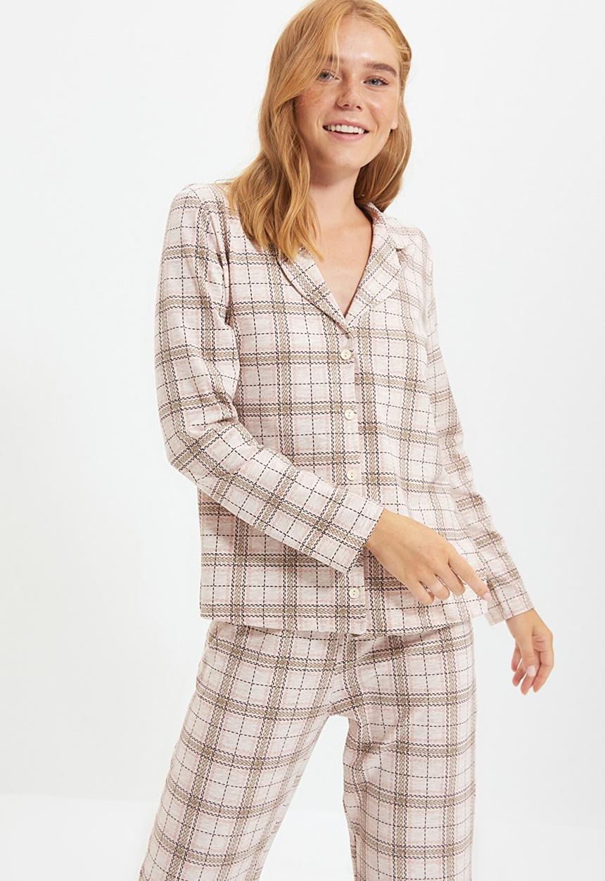 Trendyol - Checked pyjama set - beige