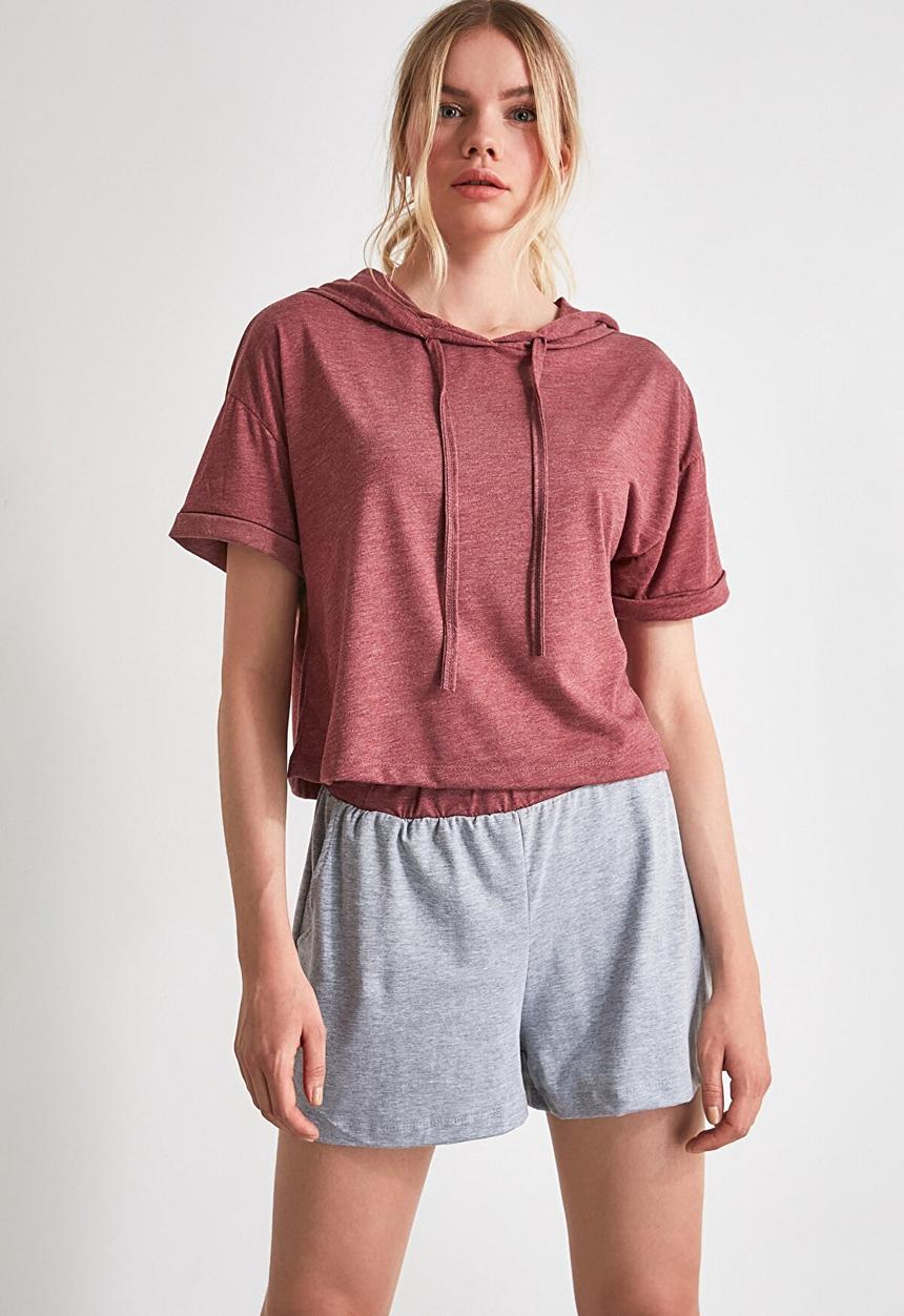 Trendyol - Hooded knit pyjama set - rose