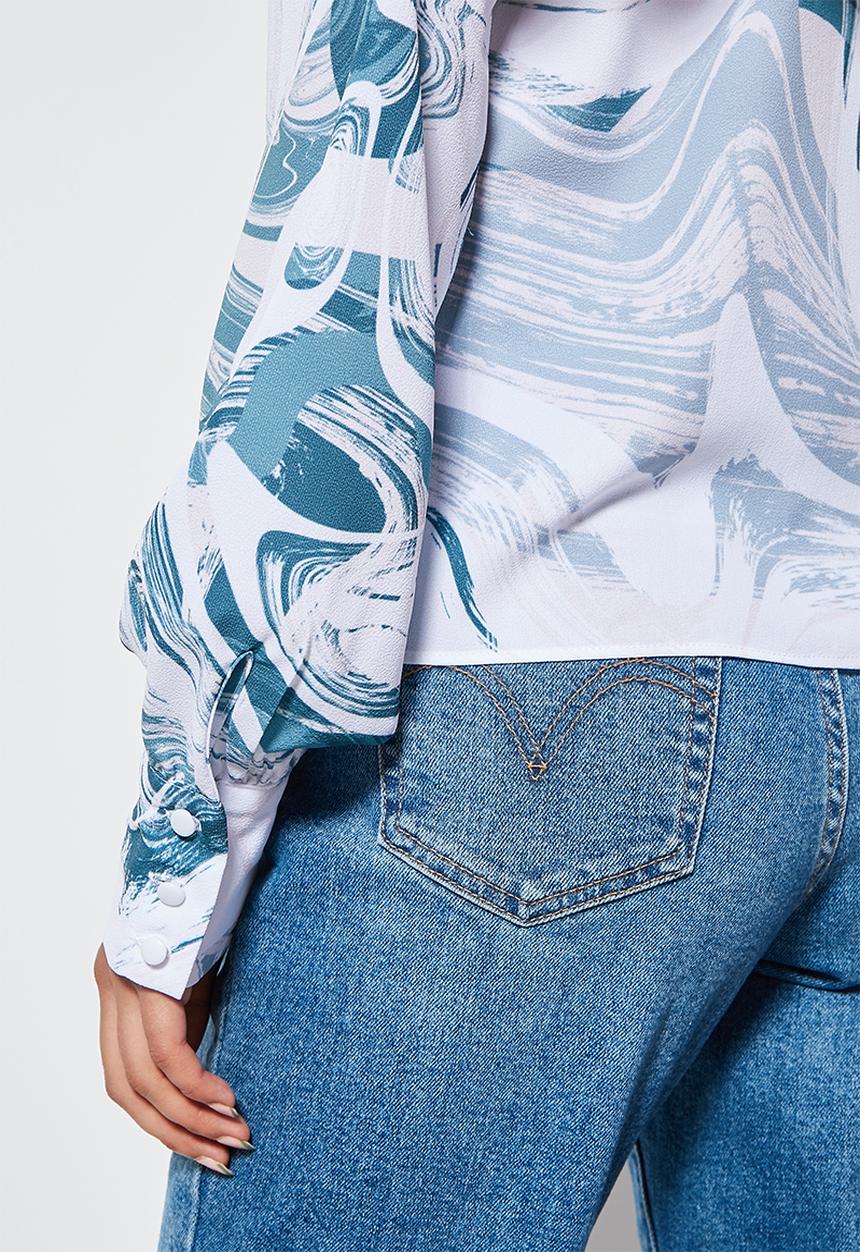 Superbalist - Printed crew neck shell - blue marble
