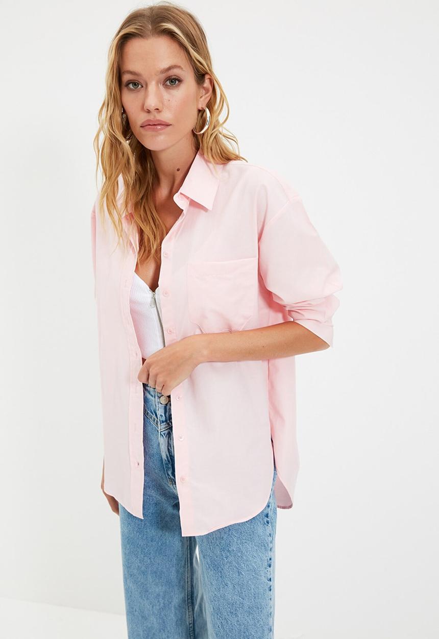 Trendyol - Boyfriend shirt - pink