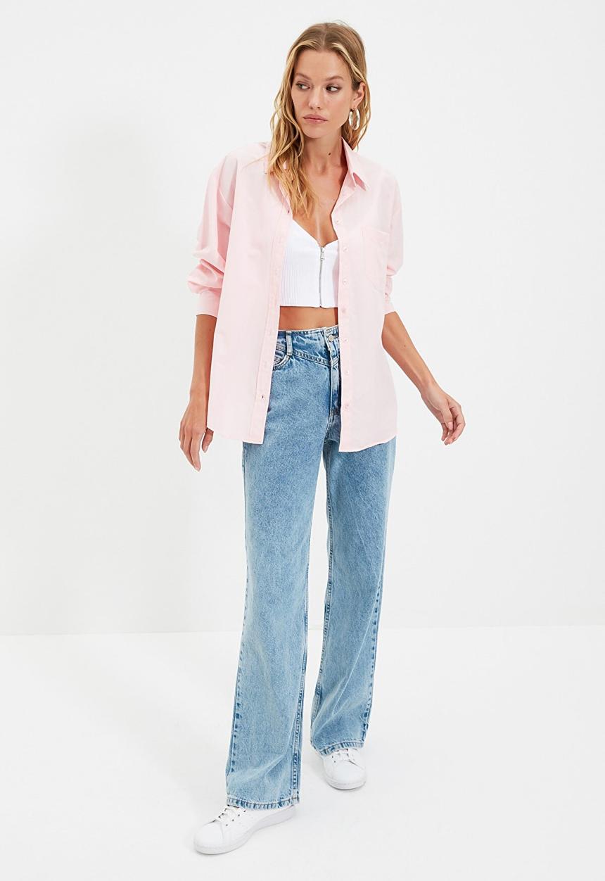 Trendyol - Boyfriend shirt - pink