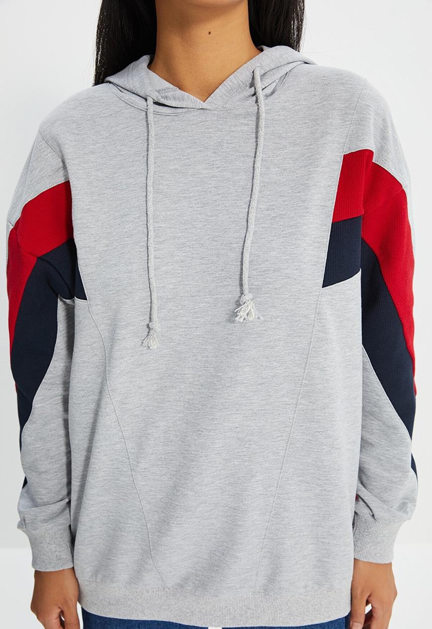 Trendyol - Color block boyfriend sweater - grey