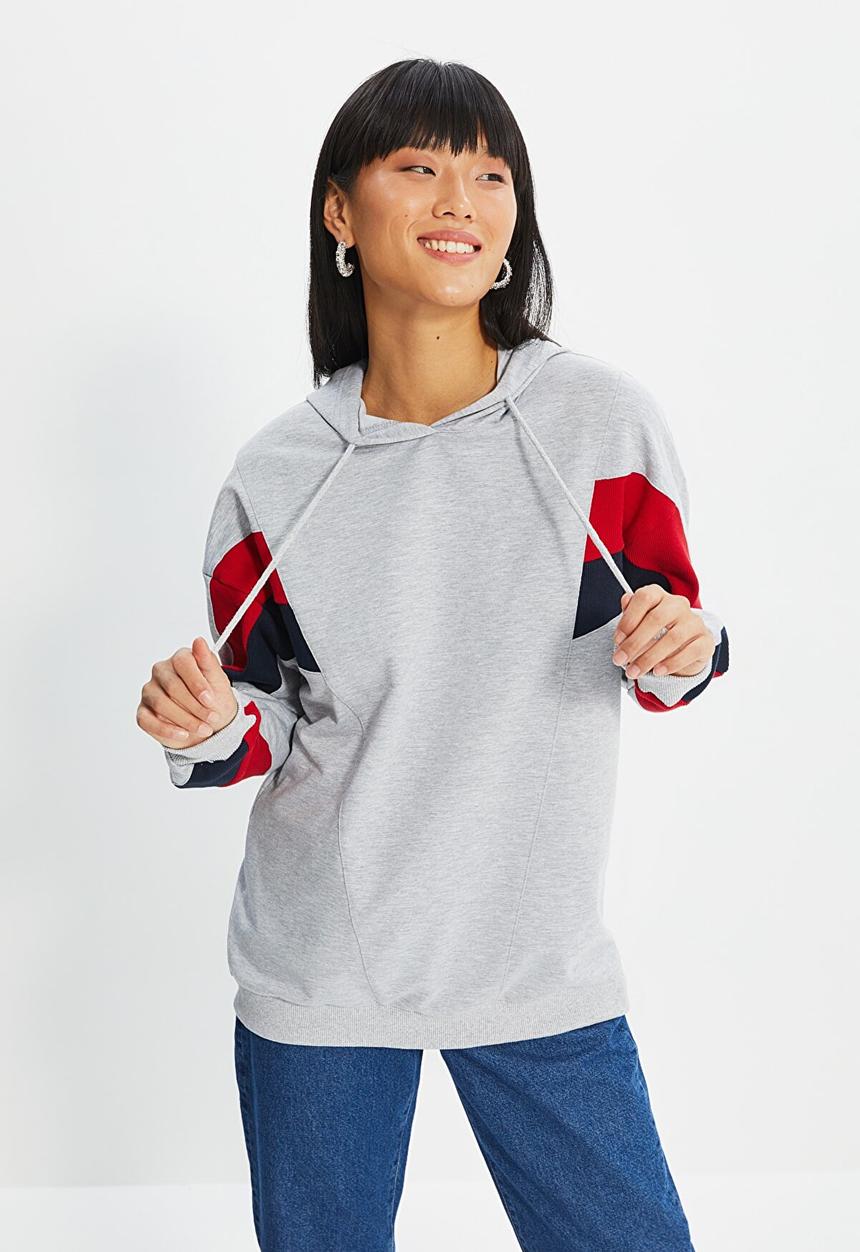Trendyol - Color block boyfriend sweater - grey