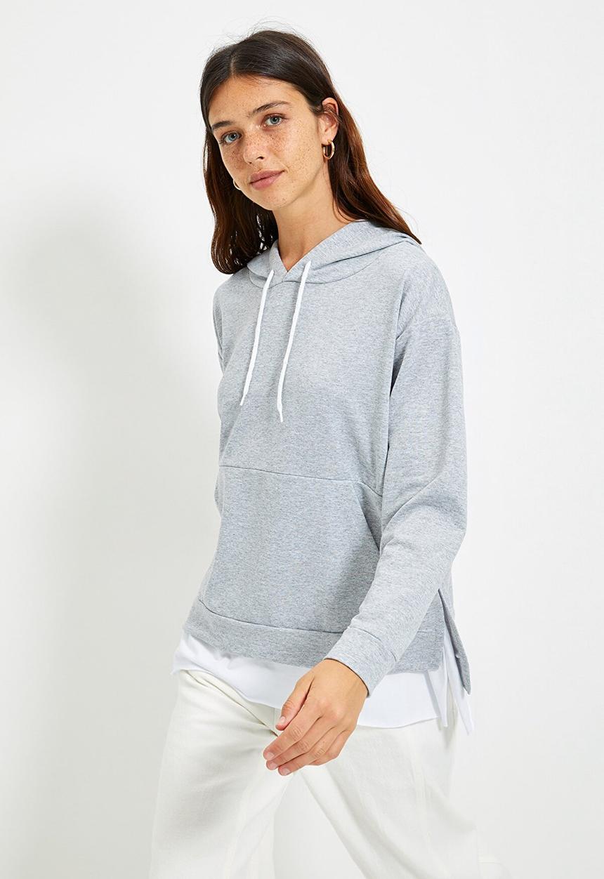 Trendyol - Hoodie boyfriend sweater - grey