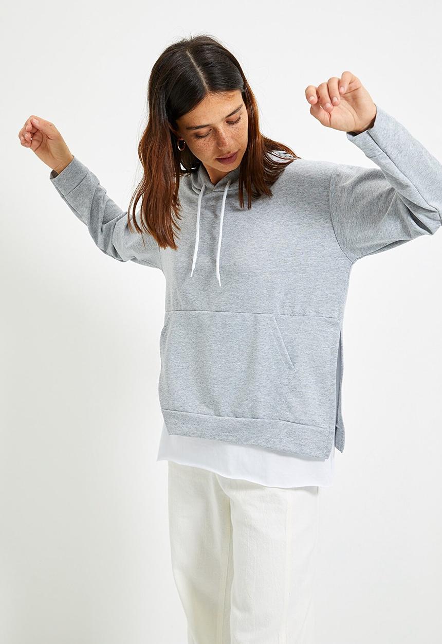 Trendyol - Hoodie boyfriend sweater - grey