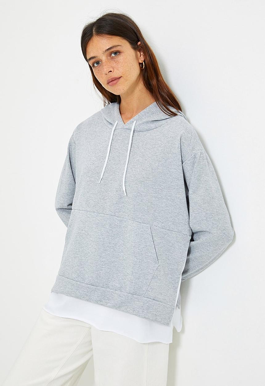 Trendyol - Hoodie boyfriend sweater - grey