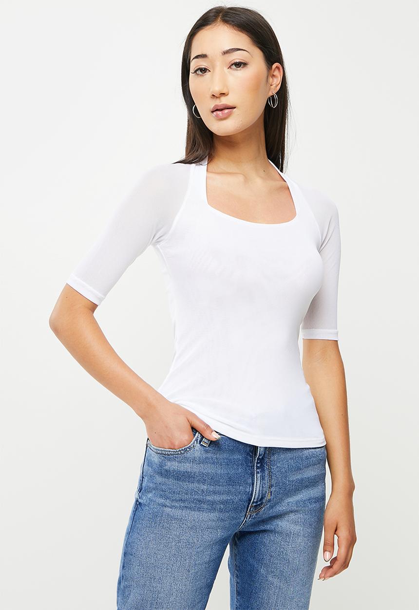 dailyfriday - Square neck fitted top - white