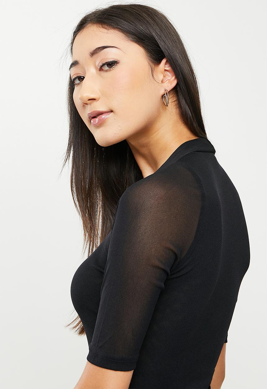 dailyfriday - Square neck fitted top - black