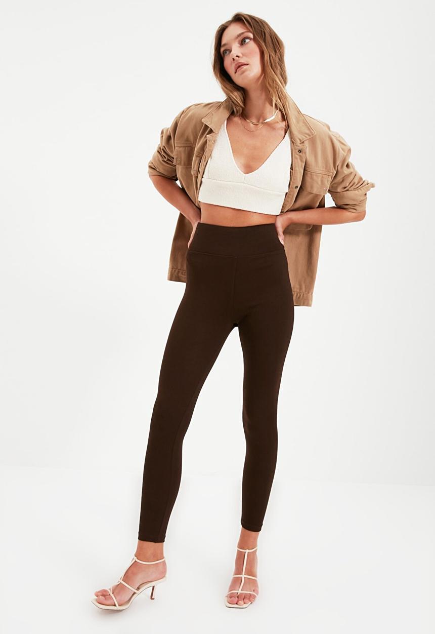 Trendyol - High waist leggings - brown