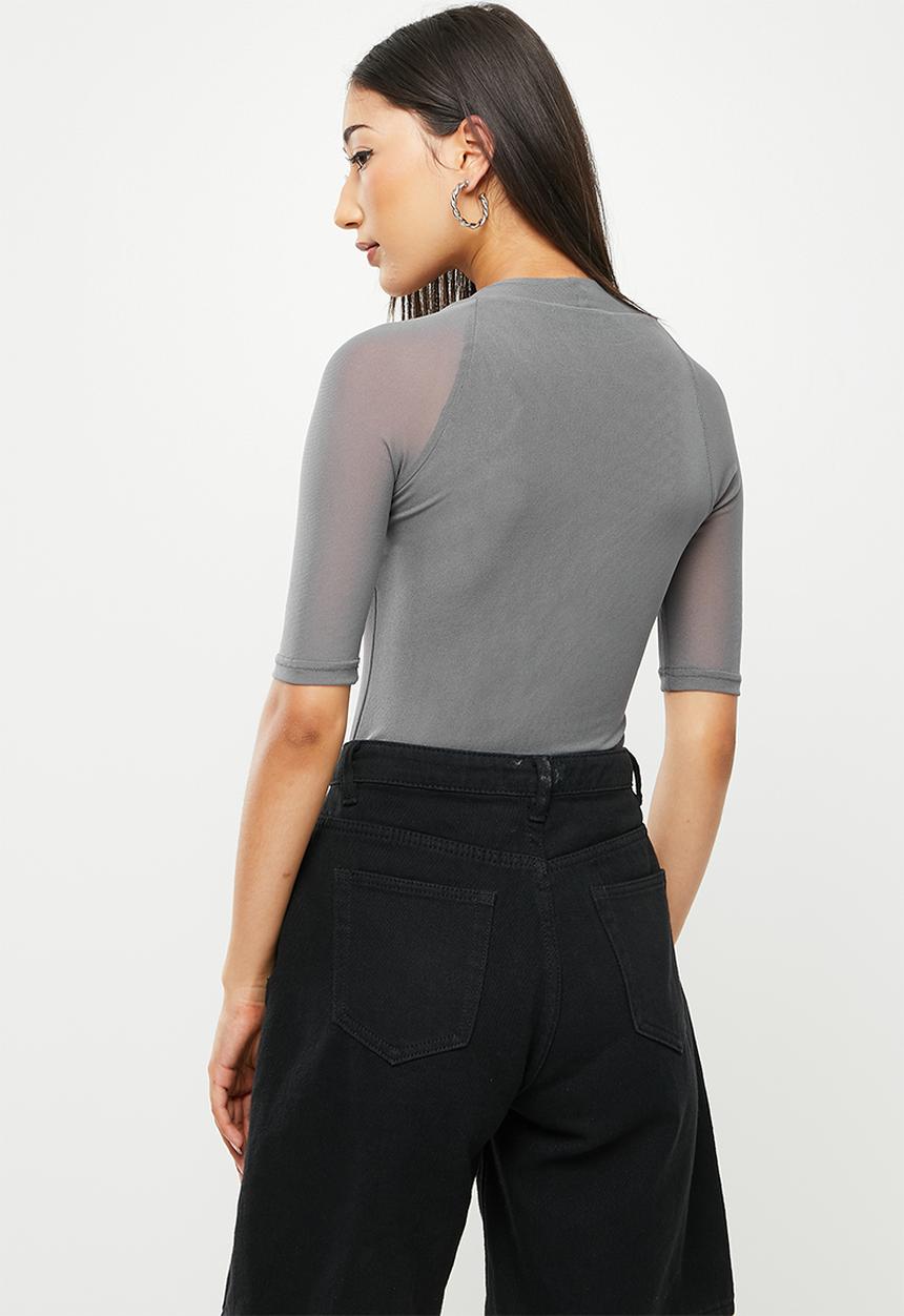 dailyfriday - Square neck fitted top - grey