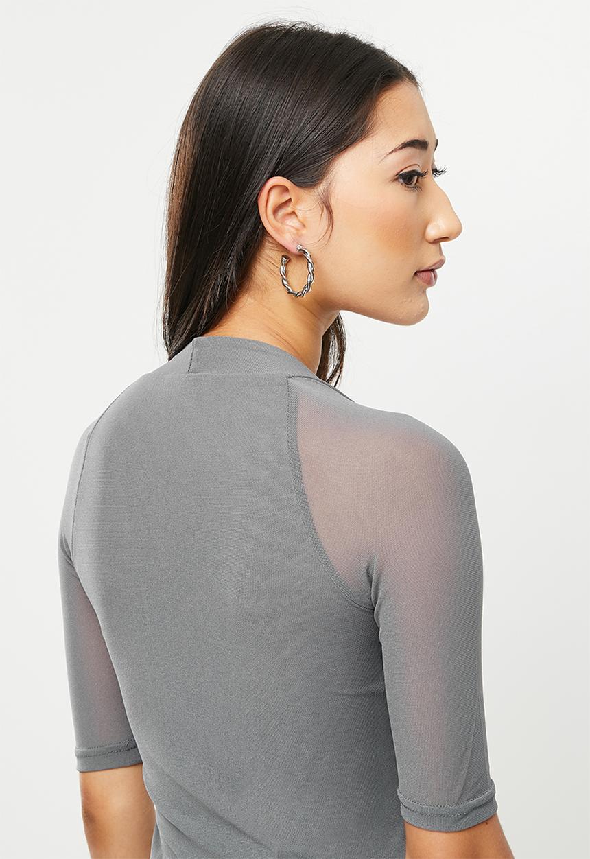 dailyfriday - Square neck fitted top - grey