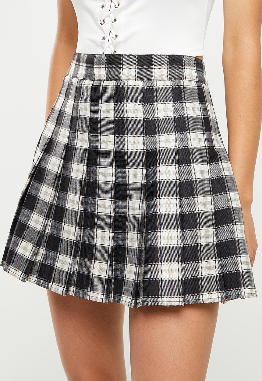 dailyfriday - Pleated mini skirt - black check