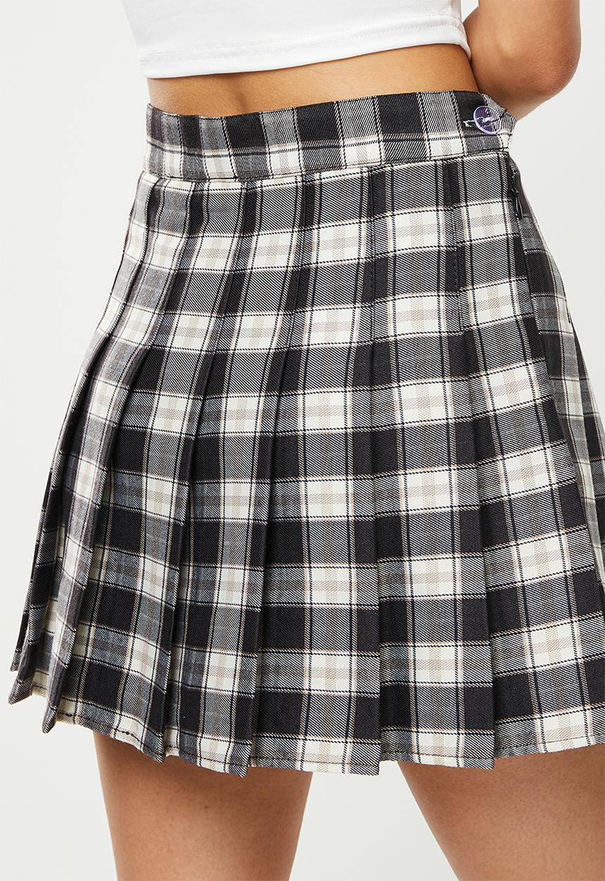 dailyfriday - Pleated mini skirt - black check