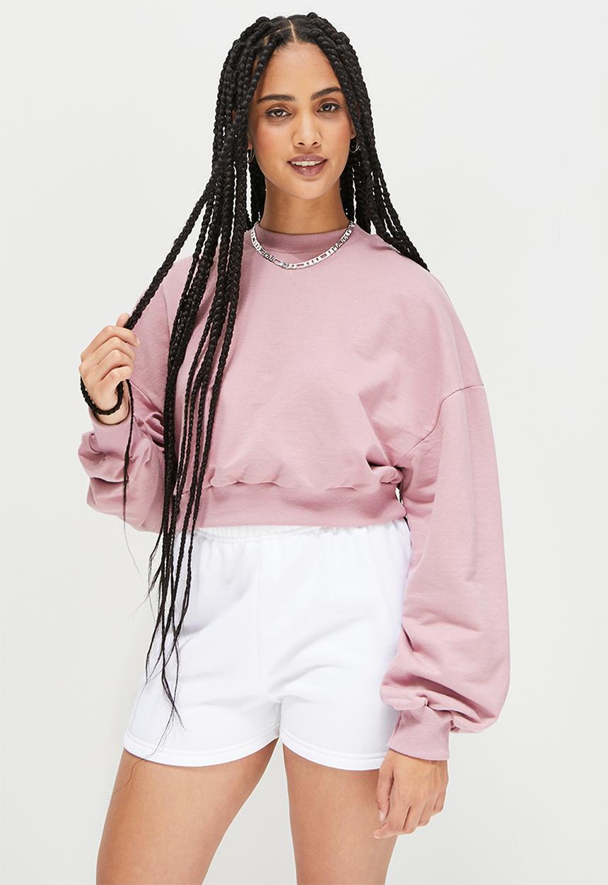 Blake -  Co -Ord Crop crew sweat - mocha