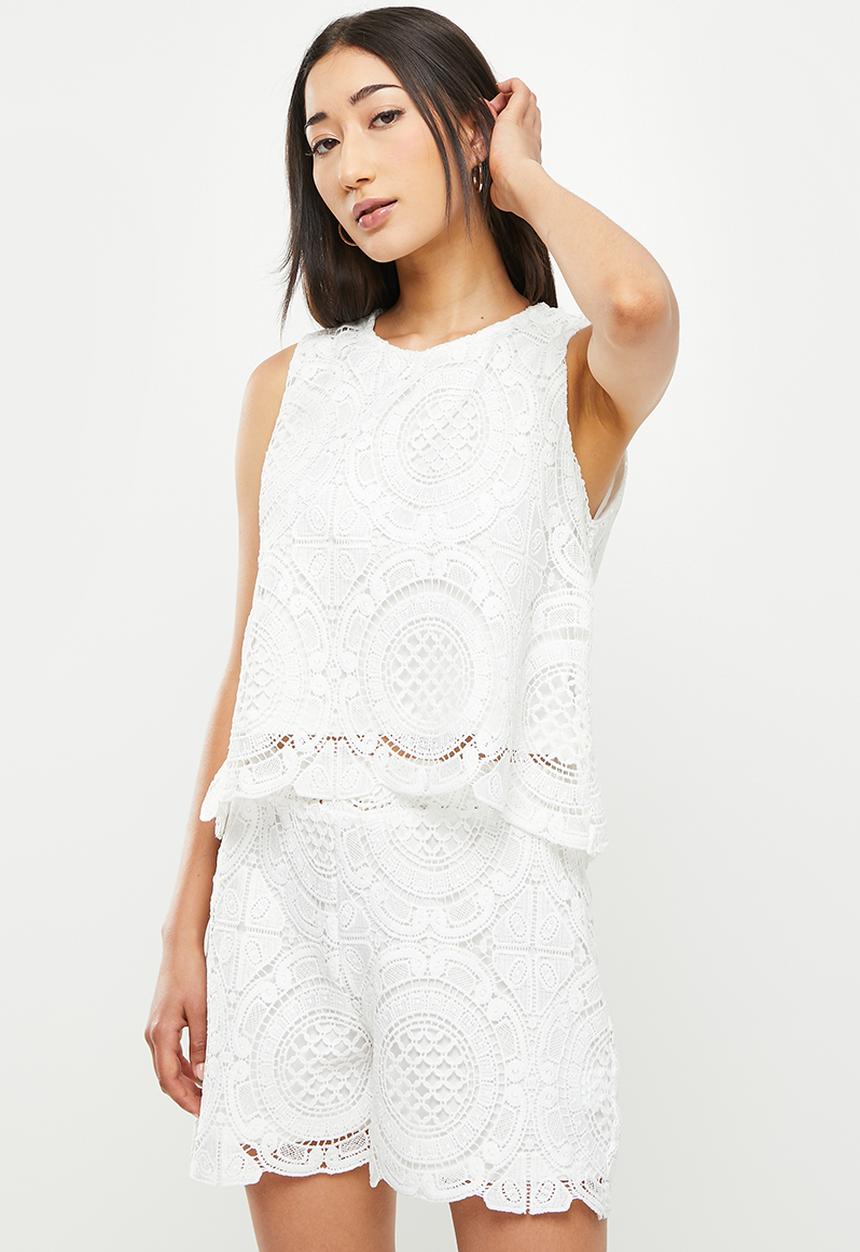 Me&B - Lace shell top - milk