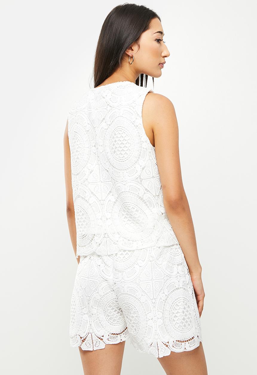 Me&B - Lace shell top - milk