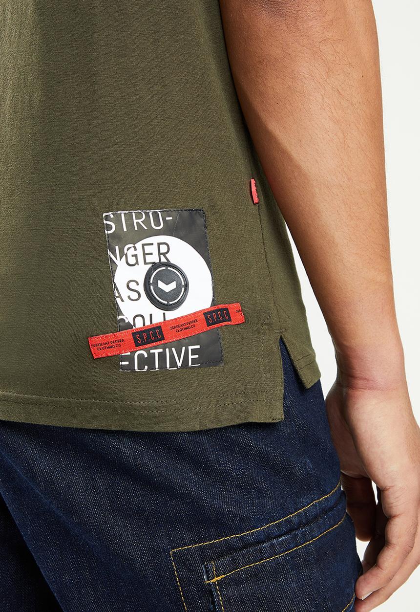 S.P.C.C - Isla regular fit stepped hem tee - olive