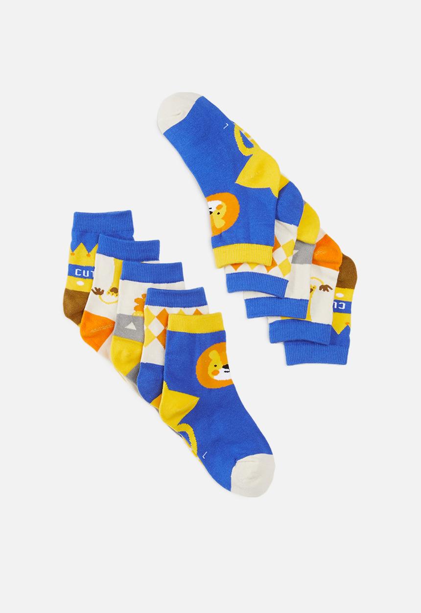 Pop Candy - Boys 5 pack tiger socks - multi