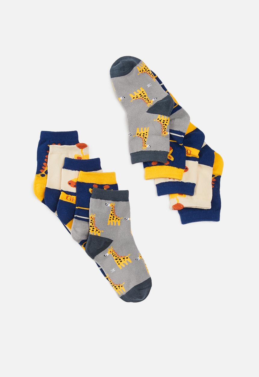 Pop Candy - Boys 5 pack giraffe socks - multi